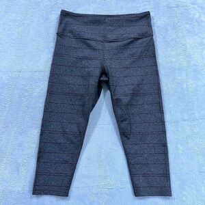 PrAna Leggings Womens Large Gray Stripe Pull On Athleisure Crop Pocket Stretch